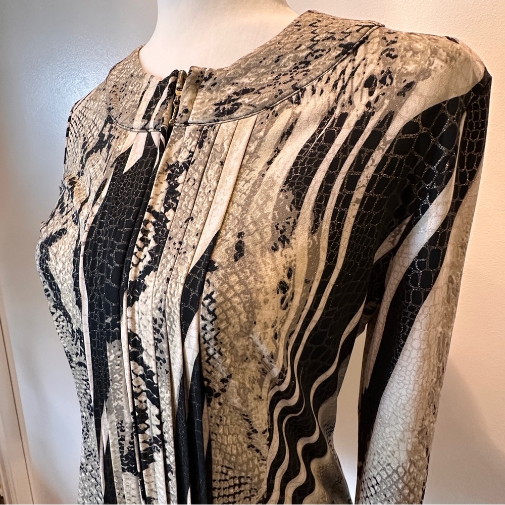 Peck & Peck Neutral Snake-Print Long Sleeve Top Size S